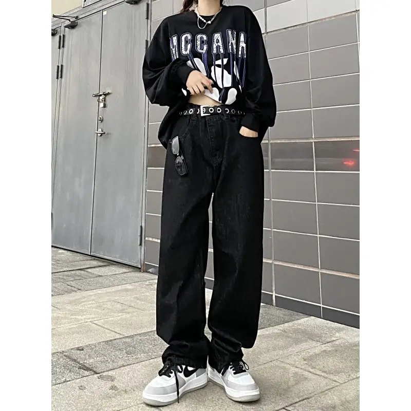 Men's Y2K Clothes Casual Printed Women's Vintage Baggy Wide Leg Straight Jeans Trousers Denim Pants Goth Streetwear