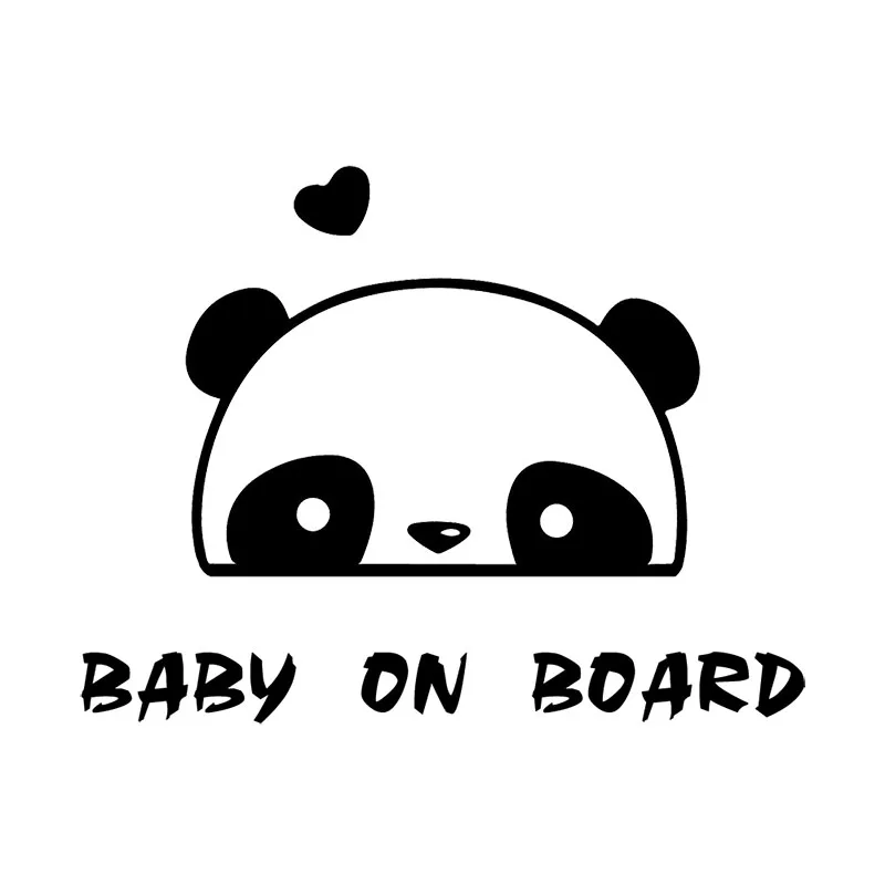 

PANDA LOVE Cute Cartoon Vinyl Decal BABY ON BOARD Warning Car Sticker 15.6X12CM