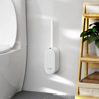 modern white toilet brush nylon bristles leak proof storage rack floor gap cleaning tools scrubber household bathroom supplies