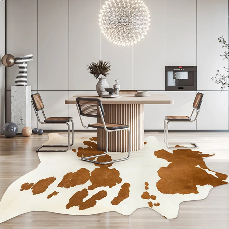 

Fashion Minimalist Abstract Art Cow Shaped Large Area Living Room Carpets Luxury Mosphere Home Decor Bedroom Soft Polyester Rugs