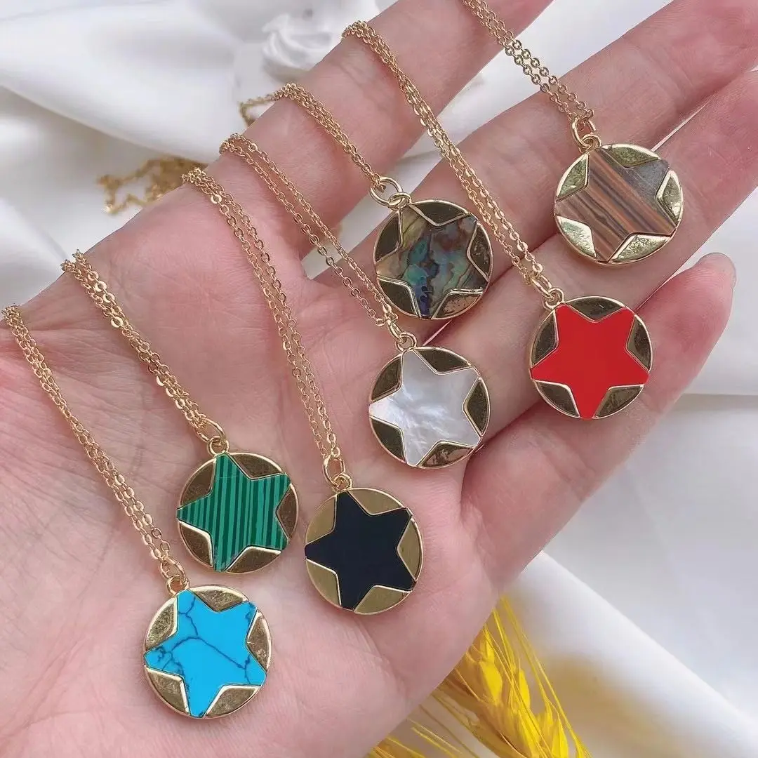 

5PCS, Fashion Moon/Eye/Star Shell Stone Choker Necklaces For Women Ethnic Pendant Necklace Wedding Jewelry