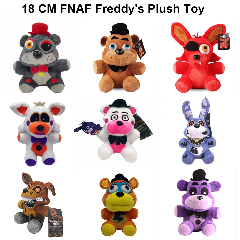 18cm FNAF Stuffed Plush Toys Freddy Fazbear Bear Foxy Rabbit Bonnie Chica Peluche Juguetes 5 Nights At Freddy Plushie Toys Gifts