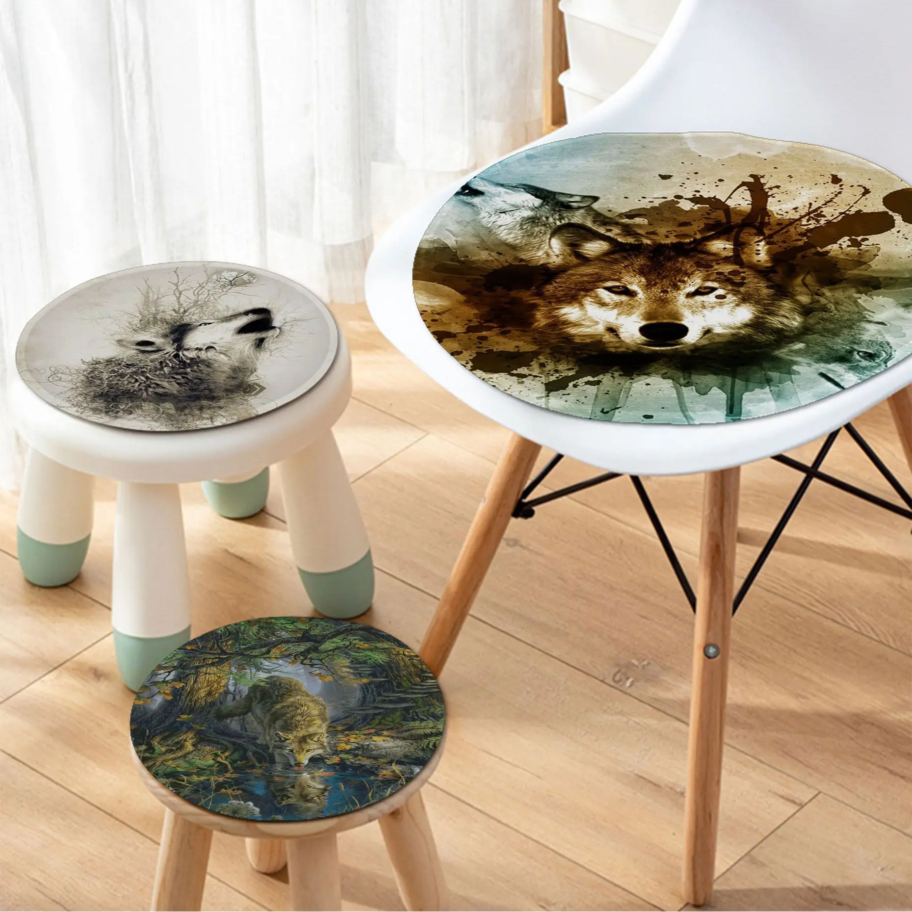 

Wolf Decorative Fabric Cushion Non-slip Living Room Sofa Decor Students Stool Tatami Office Sofa Decor Tatami