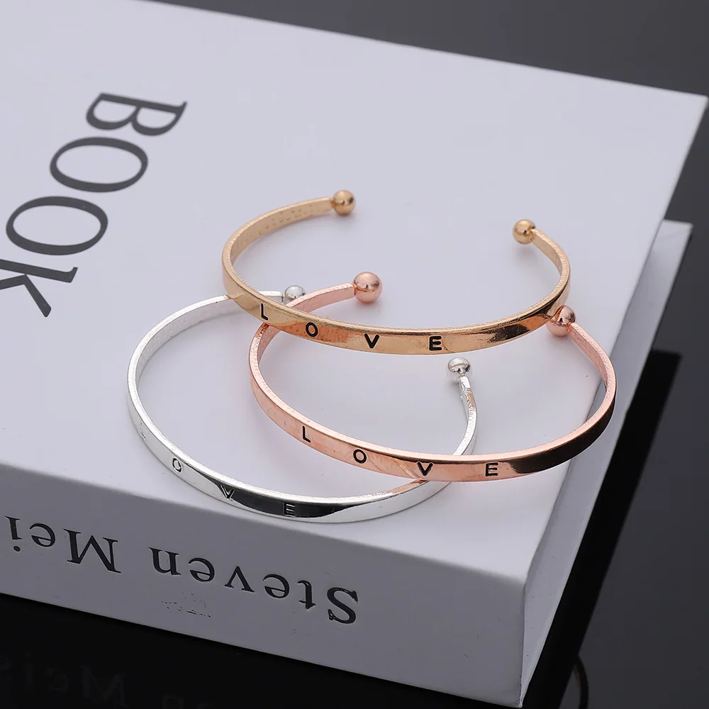 

Stainless Steel Round Women's Bracelet Men's Love Bracelet Jewelry Adjustable Open Stainless Steel Bangles Female Jewelry Gift