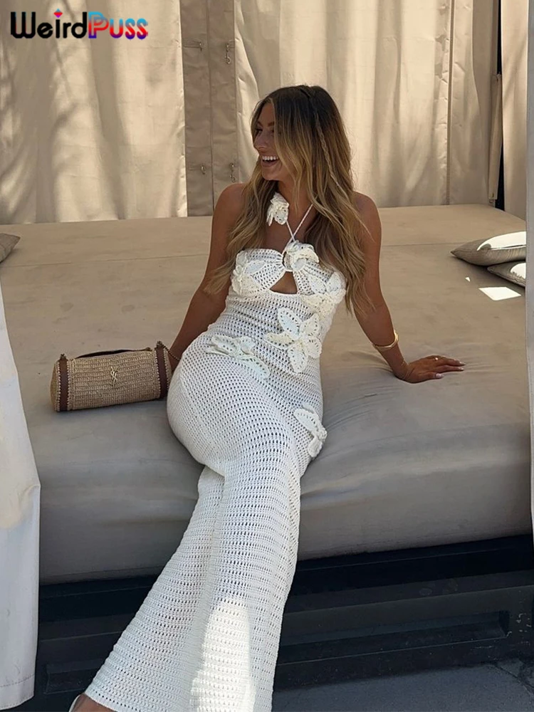 Женское трикотажное Прозрачное платье с аппликацией длинное облегающее лямкой