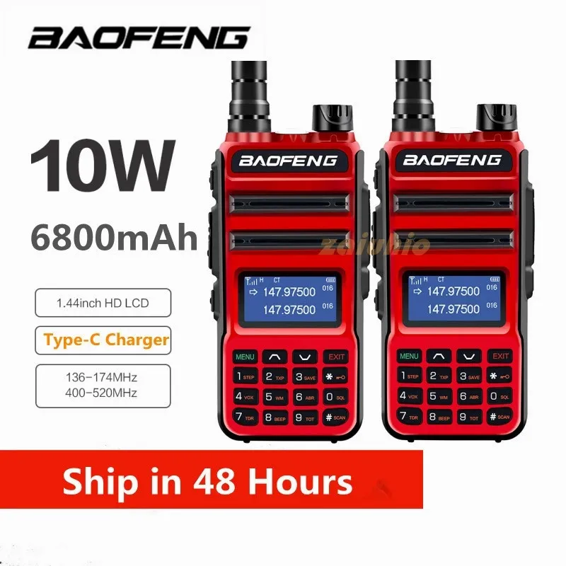 2Pack BaoFeng  UV10R Pro 10W Walkie Talkie Transmitter Long Range UV-10R Pro Two Way Radio 128CH VHF UHF 136-174Mhz 400-520Mhz