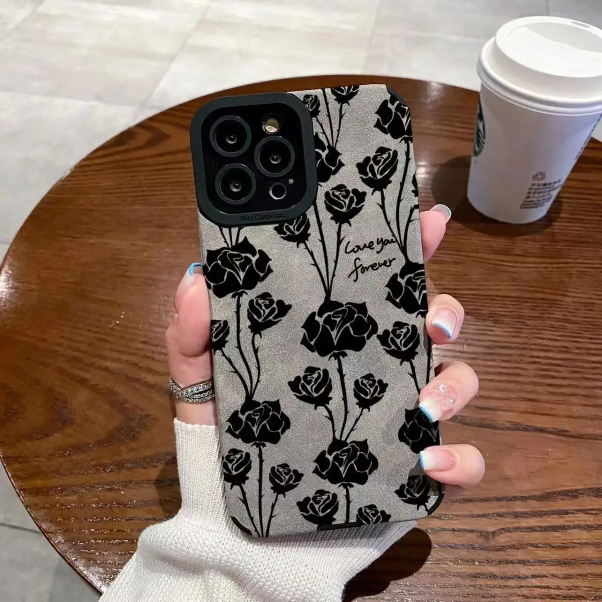 

Чехол для телефона с черными цветами для iPhone 14 13 Pro Max 11 12 Pro 7 8 Plus X XS Max XR, противоударный мягкий чехол в винтажном стиле, задняя крышка