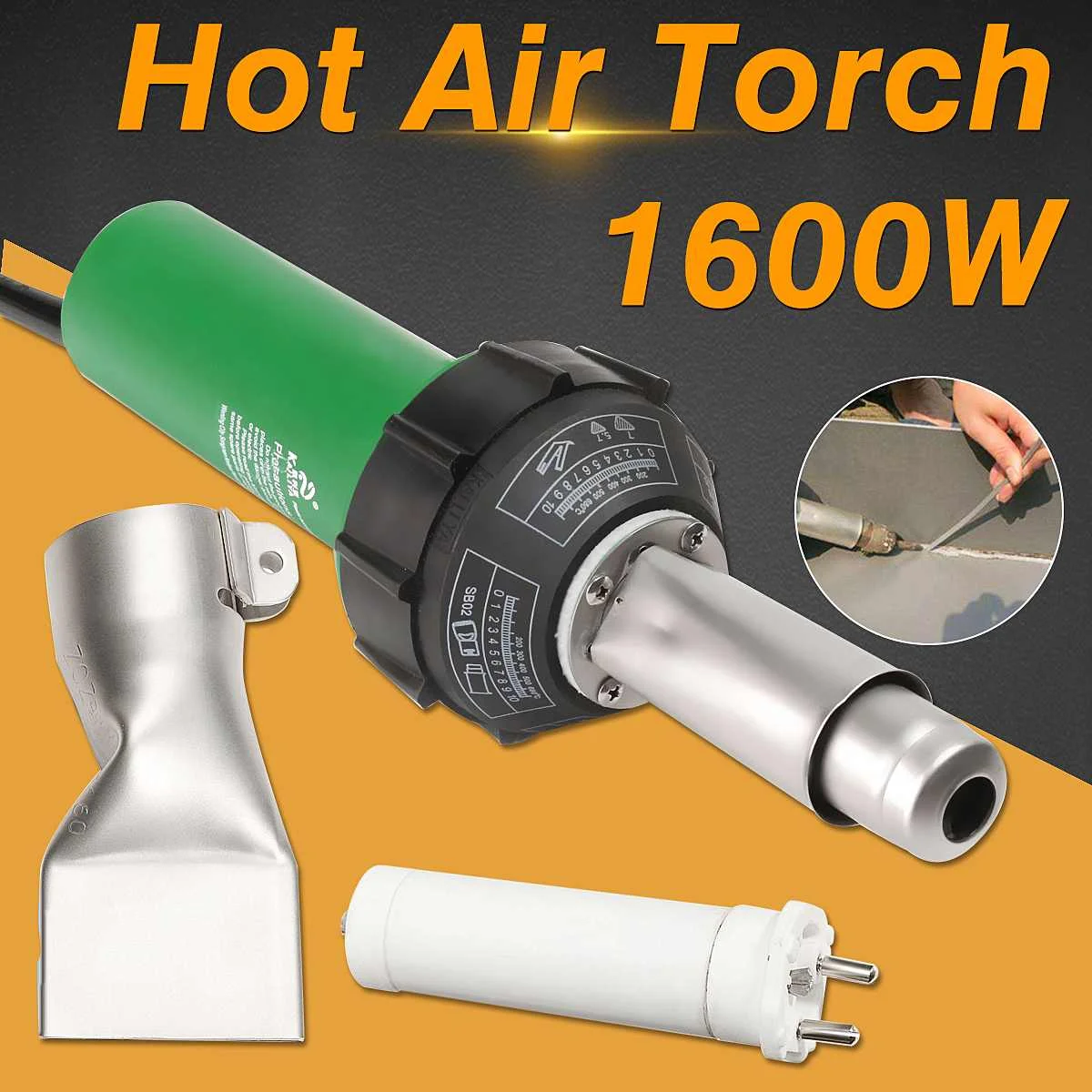 

AC 220V 1600W 50/60Hz Electronic Hot Air G uns Plastic Welding Torch Welder Heat Hot Tools Kit+Nozzle Welding Accessories