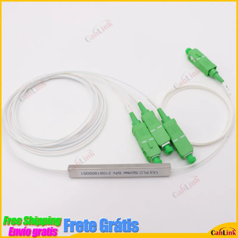 New High 10pcs/lot 0.9mm Steel Tube Fiber Optic PLC Splitter 1x3 SC/APC Mini Blockless Sc APC Connector Fiber Optic PLC Splitter