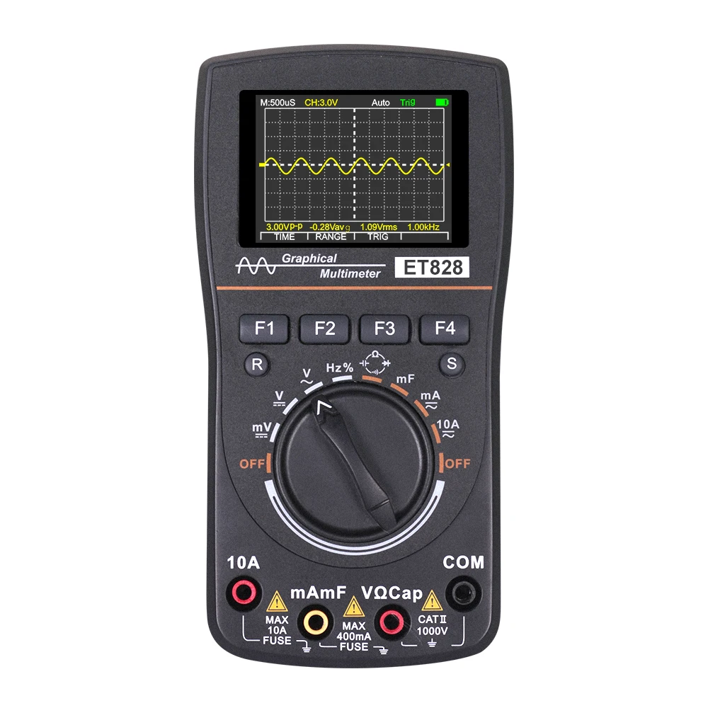 

ET828 2 In 1 High Definition Intelligent Graphical Digital Oscilloscope Multimeter 2.5Msps 2.4 Inch Color Screen 1MHZ Bandwidth