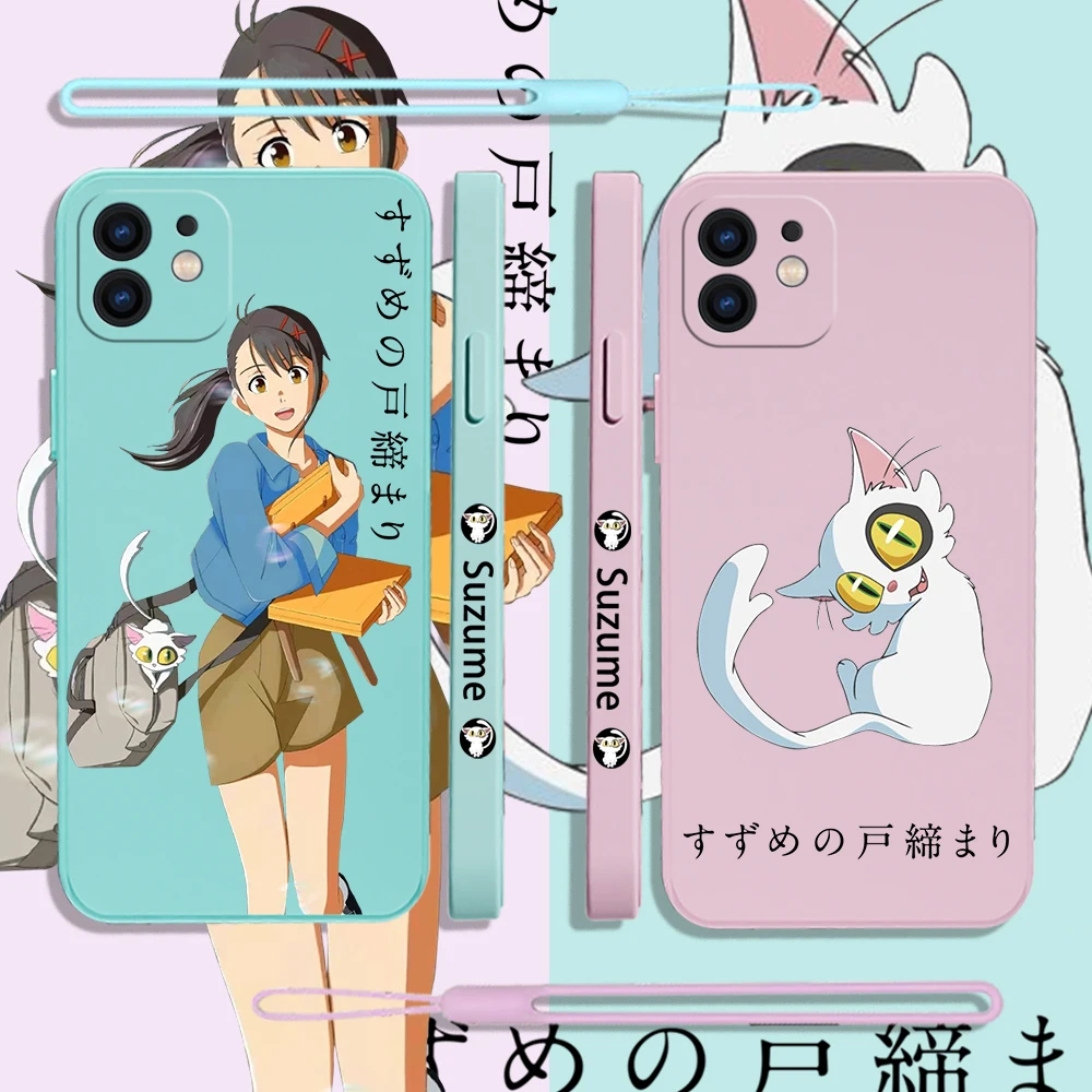 

Cute Anime Suzume Phone Case For Samsung A53 A50 A12 A52 A52S A51 A72 A71 A73 A81 A91 A32 A22 A20 A30 A21S 4G 5G with Hand Strap