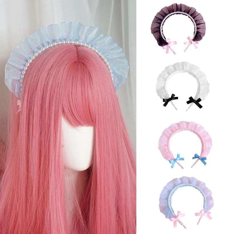 

Обруч для волос в складку с жемчужинами, милый весенний декоративный держатель для волос для фотосессии, детский головной убор для костюмированной вечевечерние на Хэллоуин