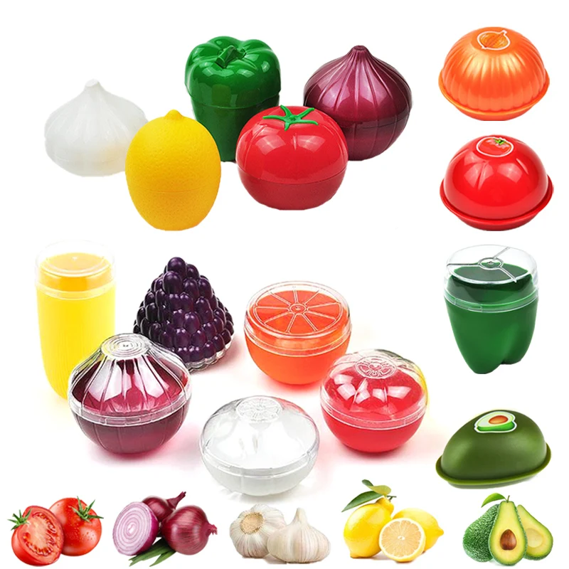 

1pc Creative Kitchen Refrigerator Vegetable Fruits Crisper Containers Onion Avocado Tomatoes Lemon Fresh Storage Box