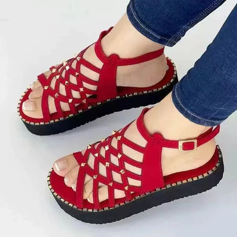 

2022 New Sexy Mules Shoes Women Slippers Women Summer Flat Heels Round Toe Slides Ladies Shoes Red Beach Sandals Women Size35-43