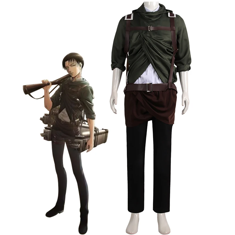 

Костюм для косплея Levi Ackerman Cos из аниме «атака на Титанов», костюмы с пальто, рубашкой и брюками для мужчин и женщин, для девочек
