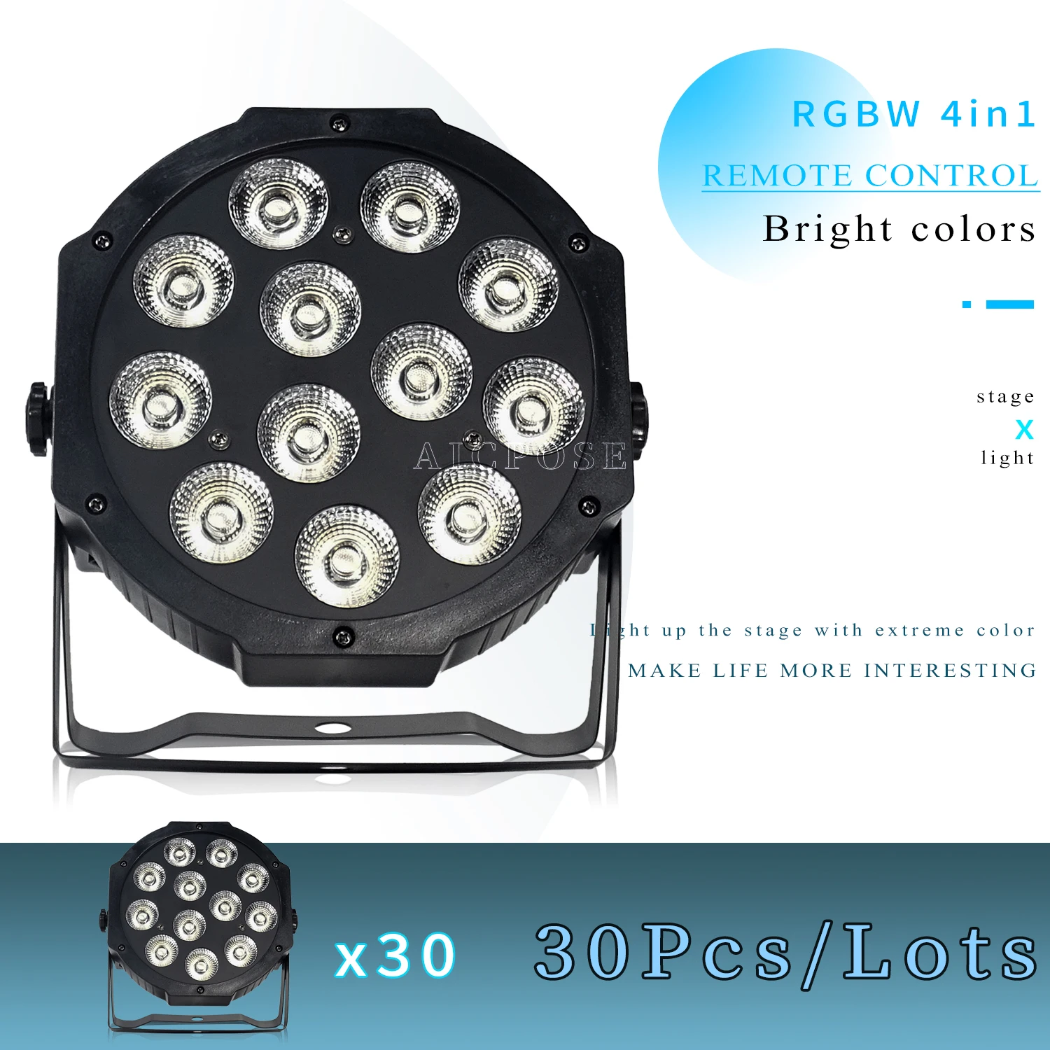 

30pcs/lot 12*12w led lamp beads 12x12W led Par lights RGBW 4in1 flat par led dmx512 disco lights professional stage dj equipment