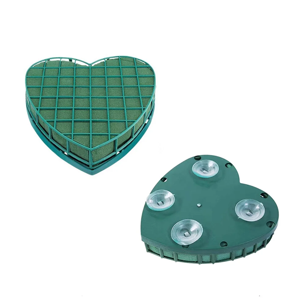 

2 Pcs Heart-Shaped Flower Mud Floral Foams Disc Wedding Items Tray Car Supplies Phenolic Green Bride Stand