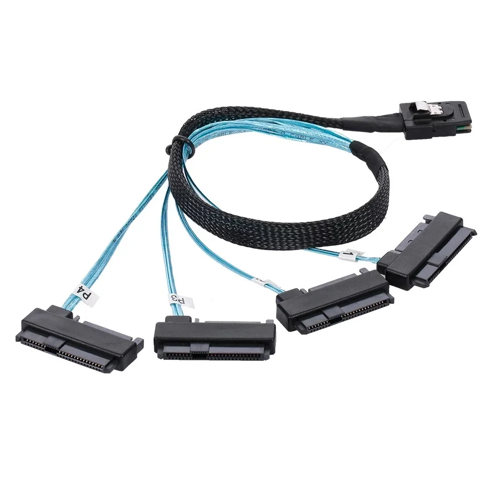 

Internal 36 Pin Mini SAS SFF-8087 Host to 4 SFF-8482 Target SAS Hard Disk and SATA Power Cable 100cm