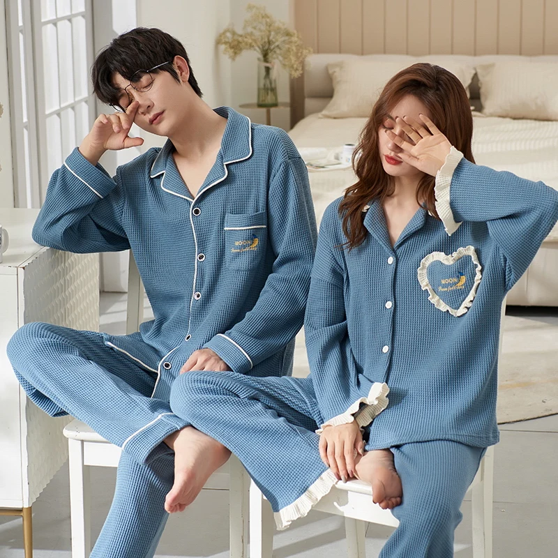 QUHENG cotton Men Pajamas Women Sets for Winter Thick Warm Long Sleeve Trousers Sleepwear 2 Piece /Set Home Clothing Male