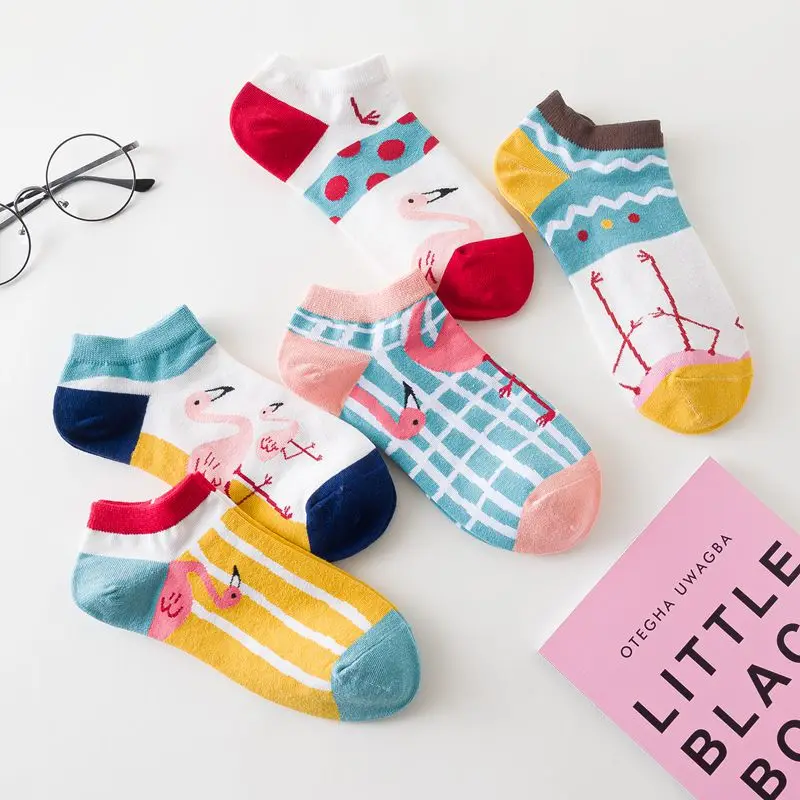 5Pairs/Lot Animal Cartoon Food Fruit Avocado Cute Socks Happy Kawaii Cotton Ankle Funny Casual Christmas Socks Women Unisex35-40