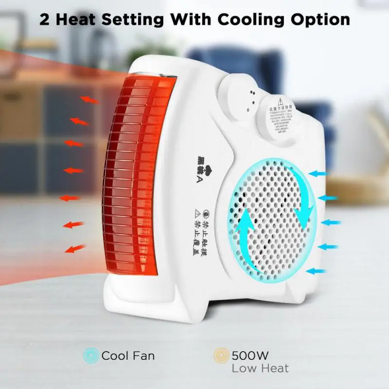 

500W Desktop Electric Heater Household Smart Thermostat Fan Heater Winter Warm Electric Heater Air Circulation Fan Heating