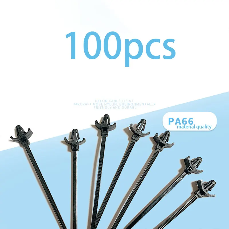 

100pcs Automotive Plug, Aircraft Head Tie, Black and White Wire Harness, Special Plastic Nylon Tie for Fixing Clips
