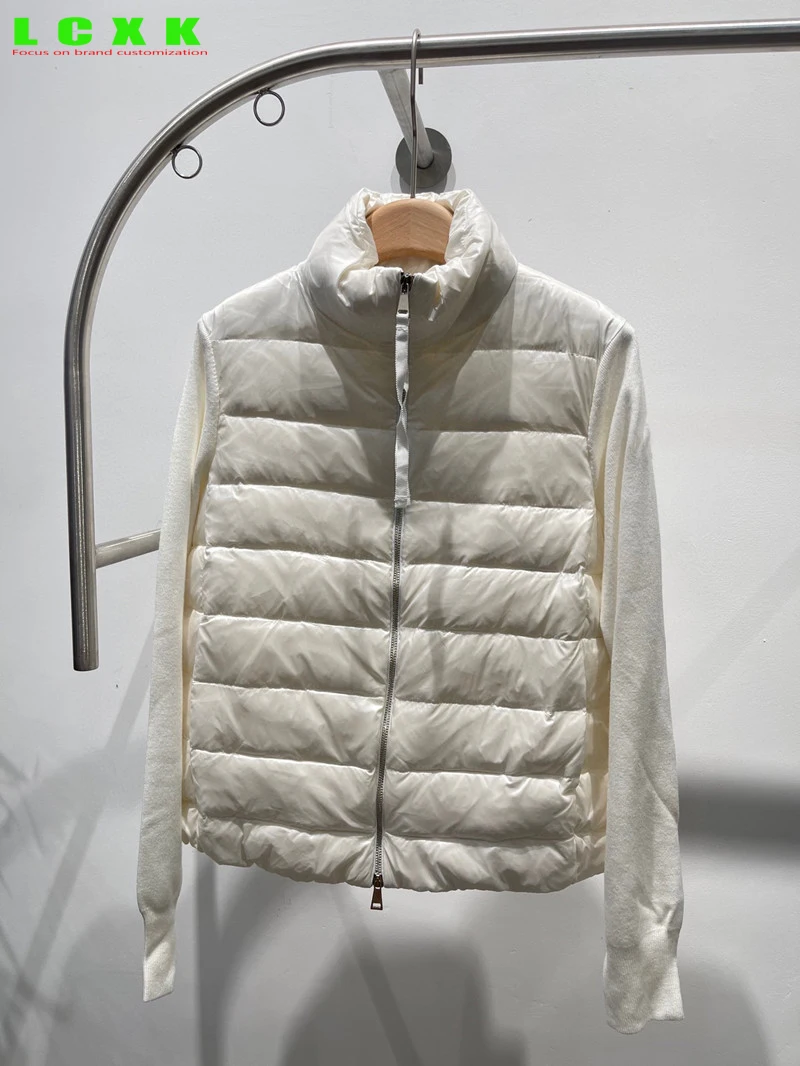 

2022 New Women's Jacket Knitted Panelling Down Coat Fashion Warm Autumn Spring Outerwear Female Clothing