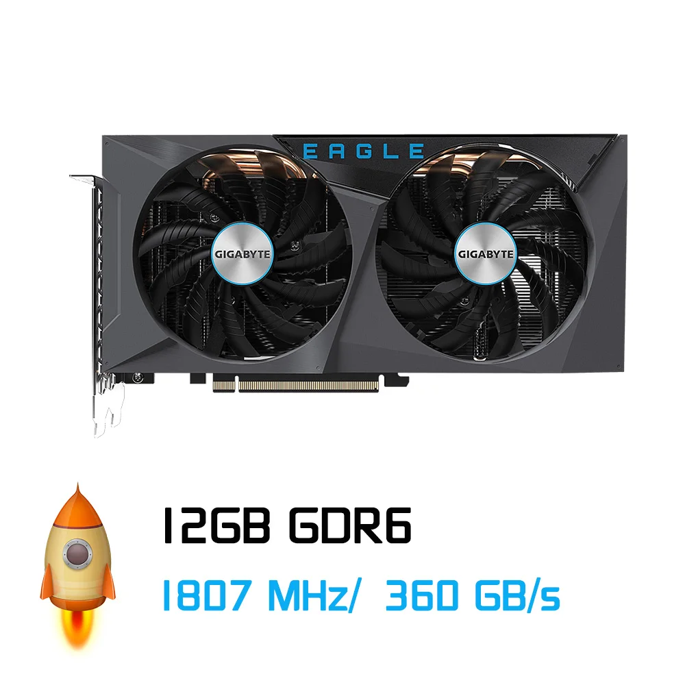 Видеокарта игровая GDDR6 Gigabyte GeForce RTX 3060 EAGLE OC 12G LHR с двойным вентилятором HDCP 15000 бит