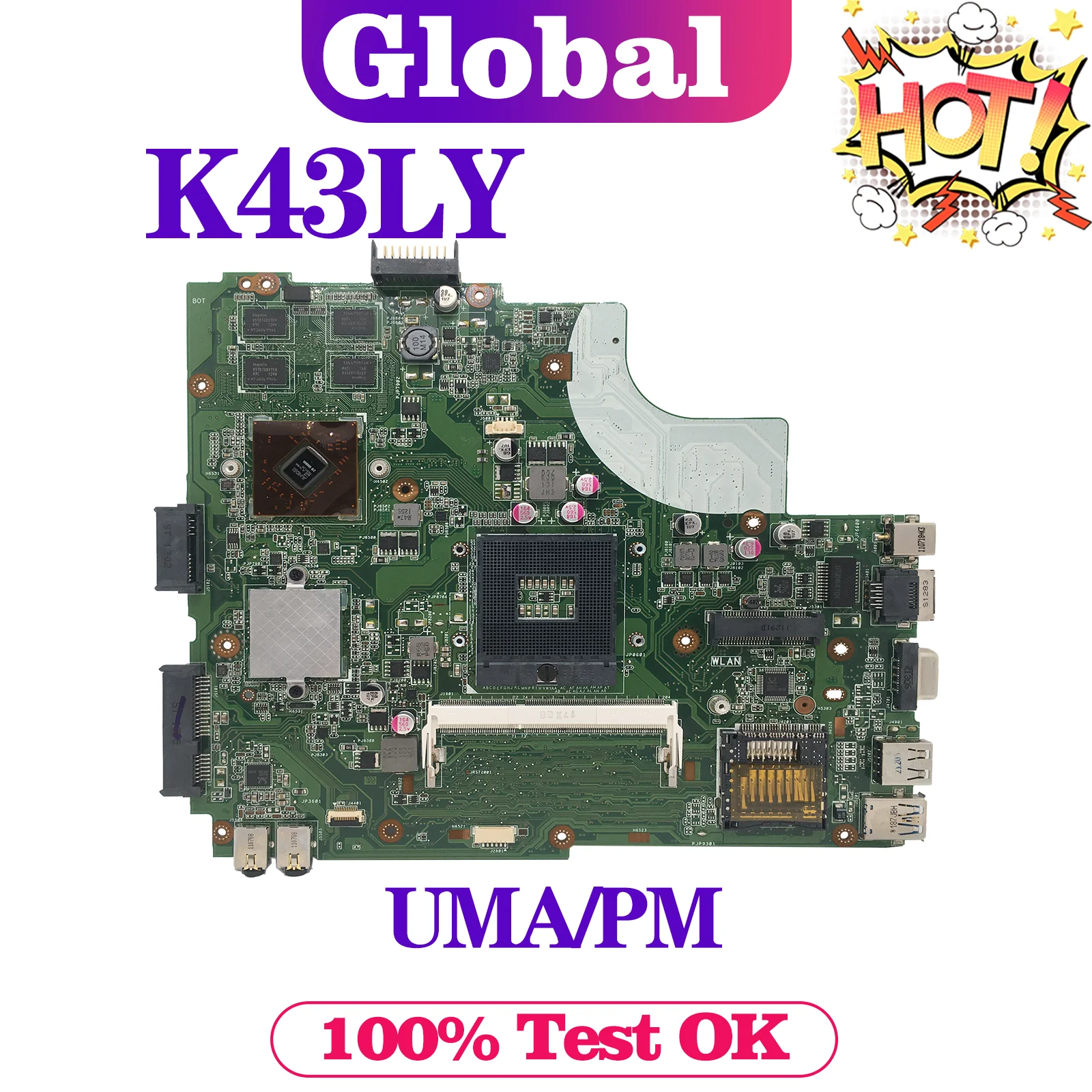 KEFU Notebook K43LY Материнская плата ASUS K43L X84HR K84HR X43L X84H K84H, материнская плата для ноутбука PGA989 I3-2350M/2370M UMA/PM