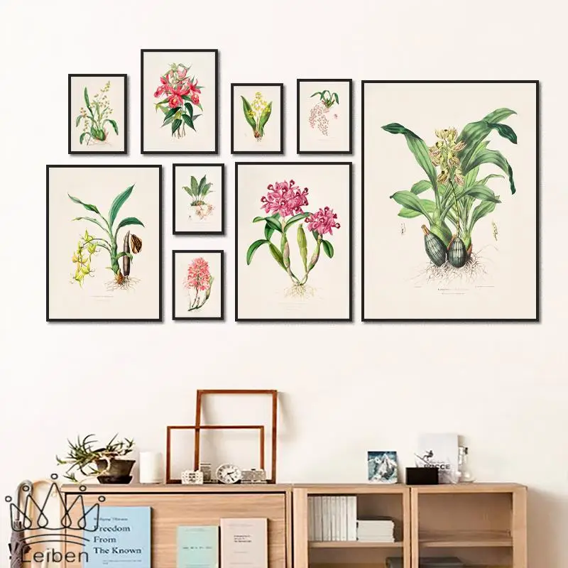 

Vintage Floral Leaves Canvas Painting Nordic Minimalist Botanical Posters and Prints Wall Art Pictures Home Decor Living Room