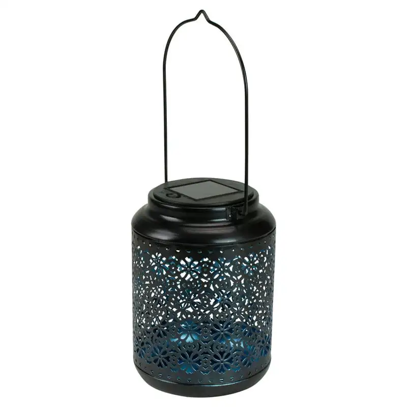 

Black Integrated Floral LED Solar Outdoor Lantern with Handle