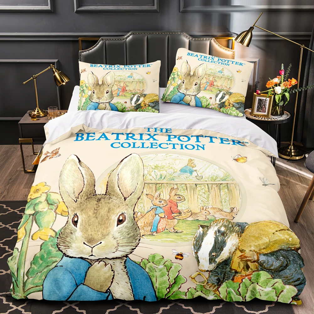 

3D Printed Duvet Cover Pillowcase Peter the Rabbit Bedding Set Double Twin Full Queen King Adult Kids Bedclothes Quilt Cover