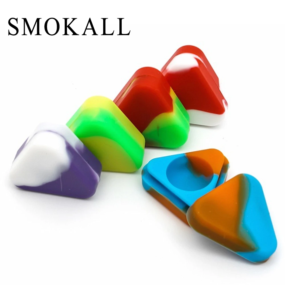

50Pcs Triangle Oil Wax Dab Silicone Jar 1.5ml Storage Box Tobacco Case Shisha Chicha Hookah Smoke Cigarette Accessories