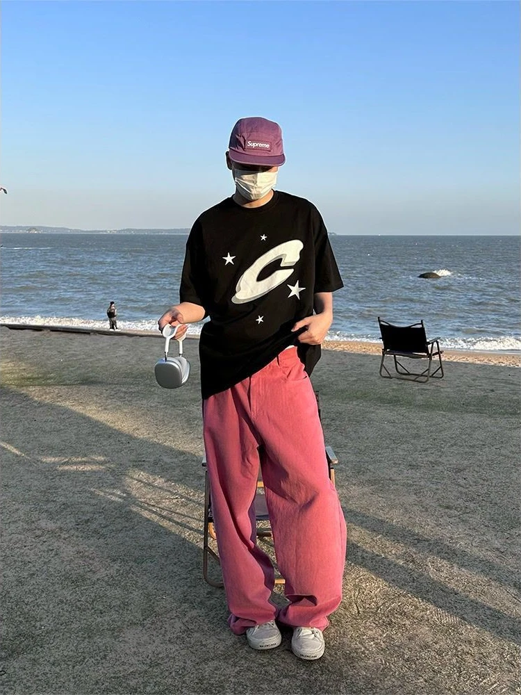 HOUZHOU Korean Hippie Streetwear Baggy Cargo Jeans Women Kpop Harajuku Oversize Wide Leg Denim Pants Vintage Loose Solid Trouser