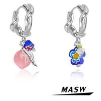 masw popular style colorful resin earrings original design high quality brass geometric metal women earrings jewelry gifts