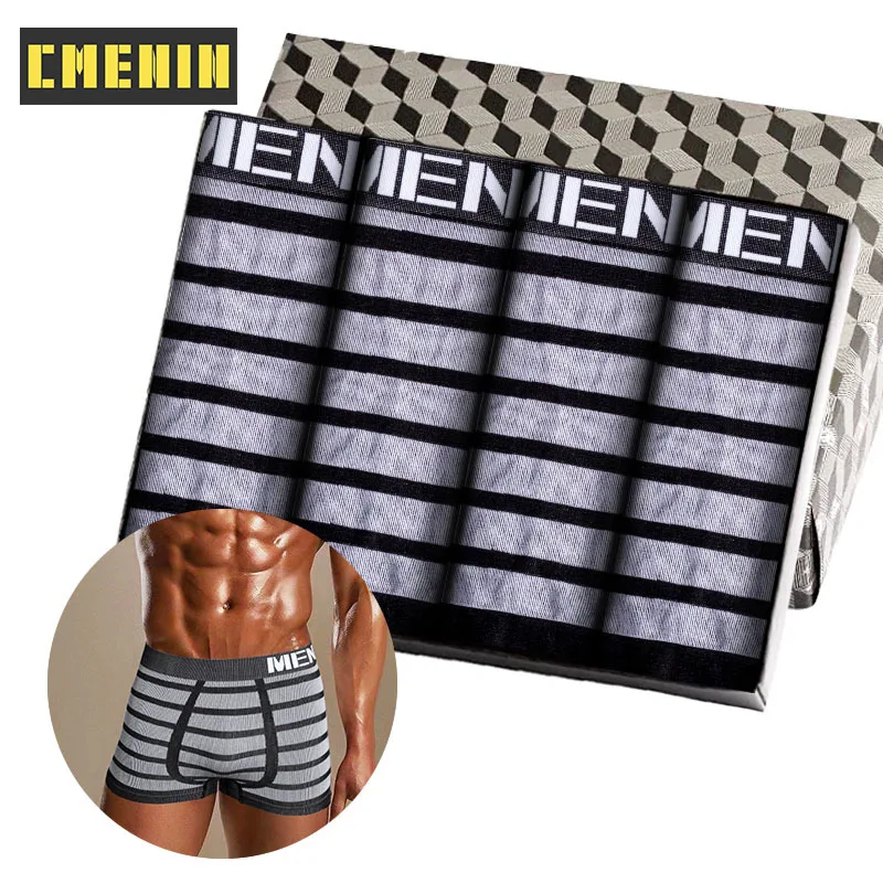 

CMENIN Man Underwear Boxer Cotton Stripe Sexy Men Underpants Boxers Shorts Hip Raise Cuecas Breathable Men's Panties Fashion