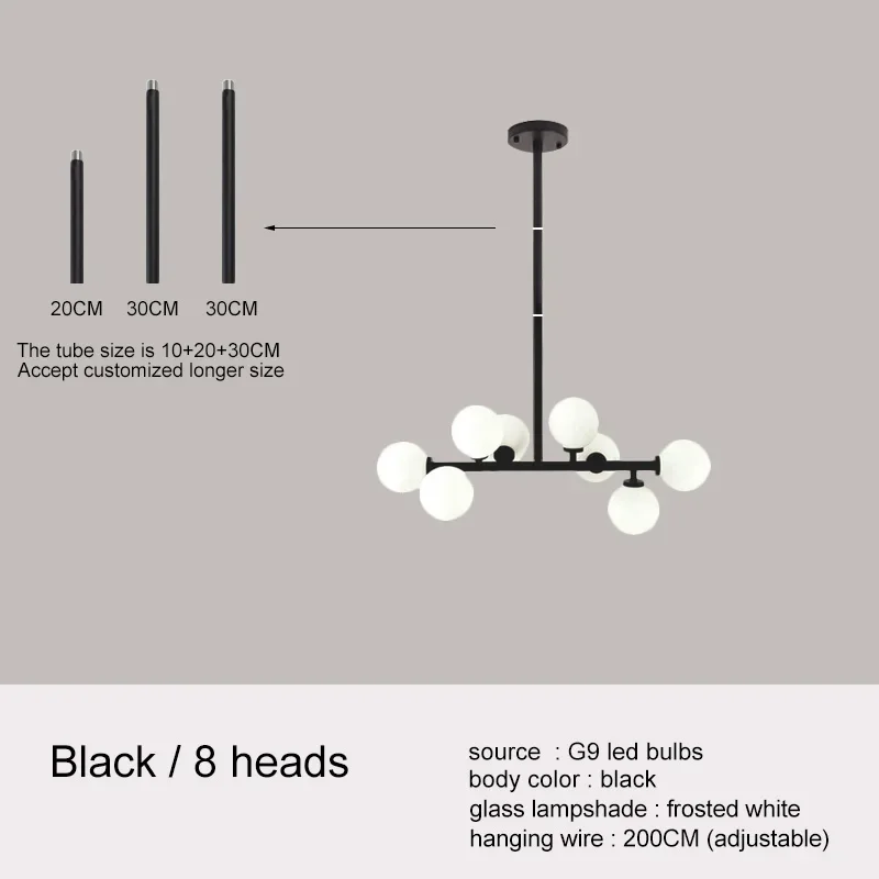 

Люстра IANLOV черная стеклянная G9 LED