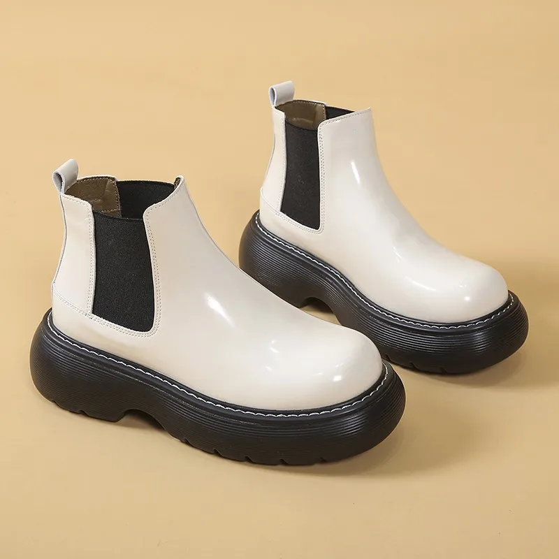 

Брендовые дизайнерские лоферы на платформе, женская кожаная обувь с круглым носком, повседневные женские ботильоны 2022 INS, ботинки челси Ytmtloy Botine De Muje