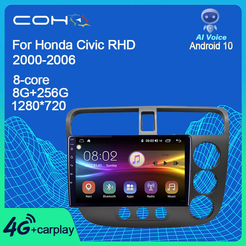 COHO для Honda CIVIC RHD 2000-2006 стерео автомобильное радио Android автомобильный