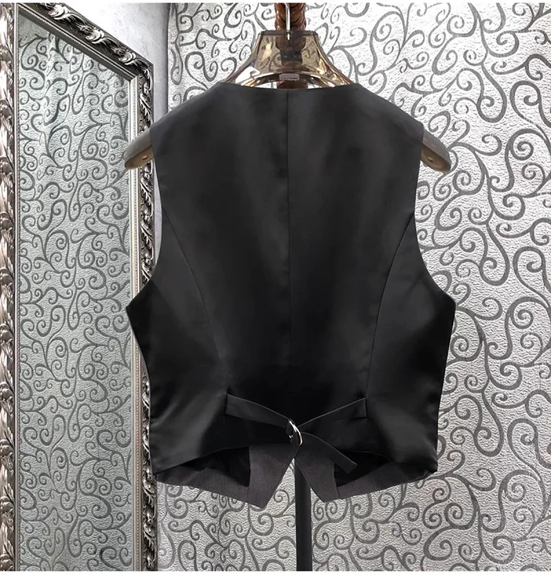 Женский жилет с V-образным вырезом Серый Повседневный в стиле пэчворк Осень-зима