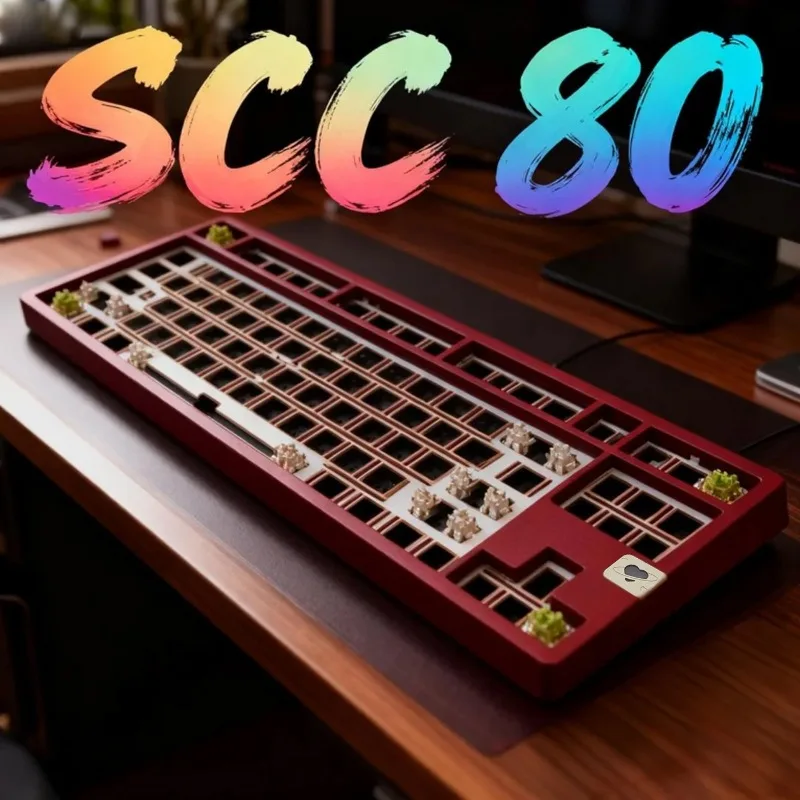 Фото Комплект клавиатуры SCC80, индивидуальный трехрежимный комплект с возможностью горячей замены 2,4G, Bluetooth, беспроводная алюминиевая клавиатура, игровые офисные механические клавиатуры №2