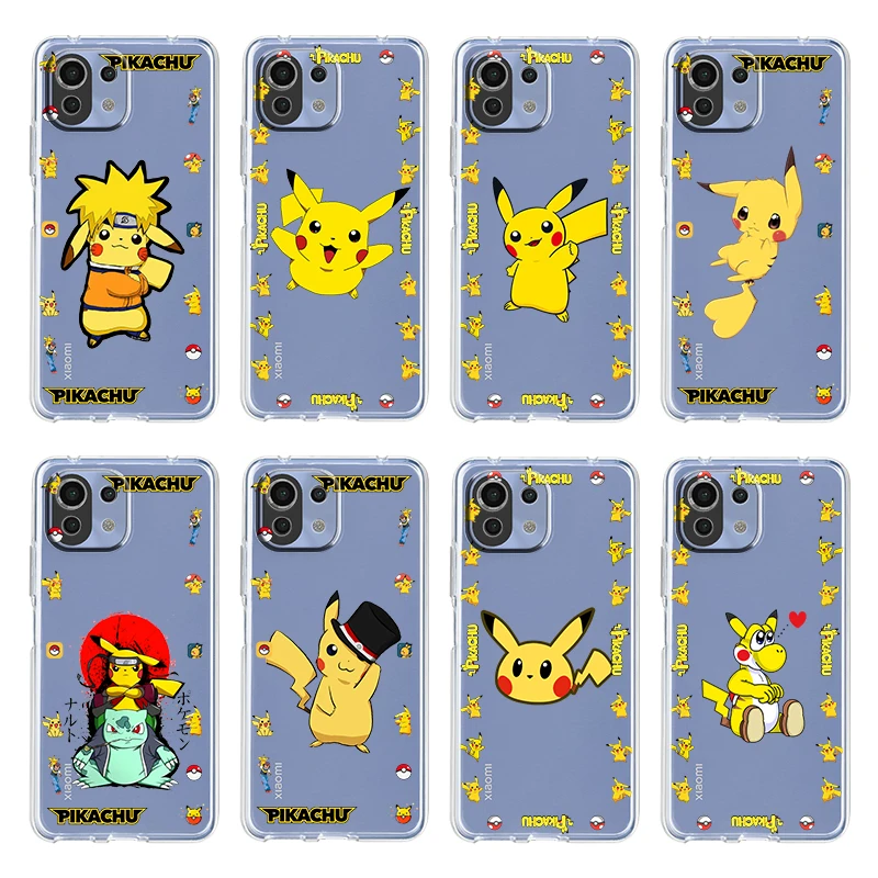 

Pikachu Cartoon Anime For Xiaomi Mi 12 12X 11Ultra 11i 11T 10 10T 9 9T Pro Lite 8 4G 5G Soft Transparent Phone Case Coque Capa