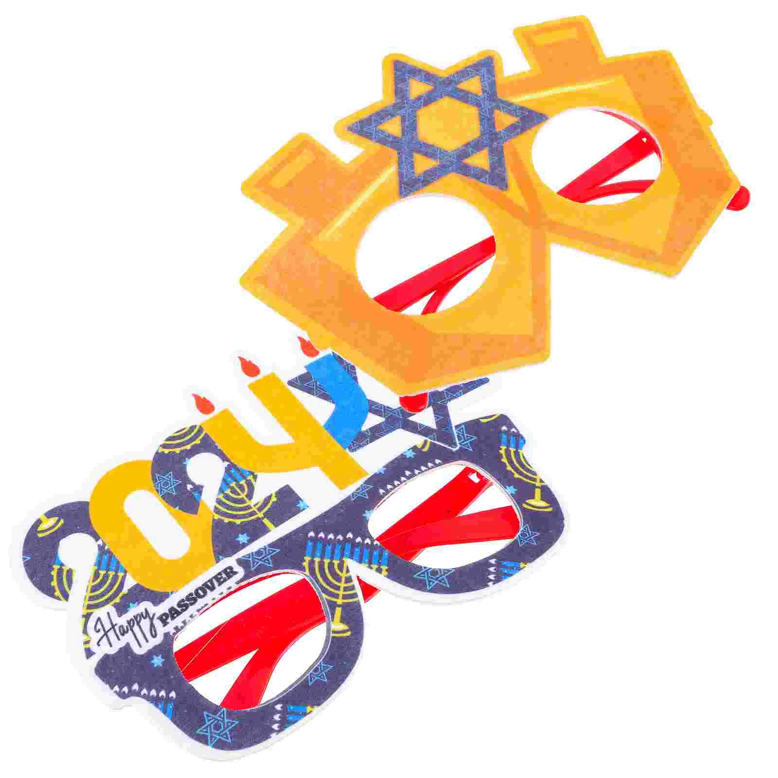 

2 Pcs Passover Party Props Photo Funny Glasses Eyeglasses Top Supplies Hanukkah