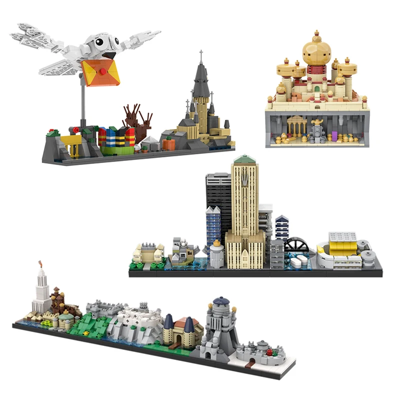

Набор строительных блоков MOC Magic Space Wars, горизонт Юрского периода, «Назад в будущее», архитектура, здание замка, конструктор, игрушка для детей