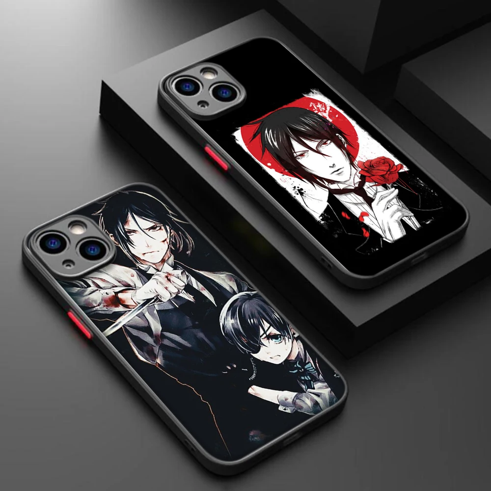 Черный Батлер Kuroshitsuji Защитный Мягкий чехол для iPhone 15 14 Plus 13 12 11 X XS XR Pro Max Mini 8 7