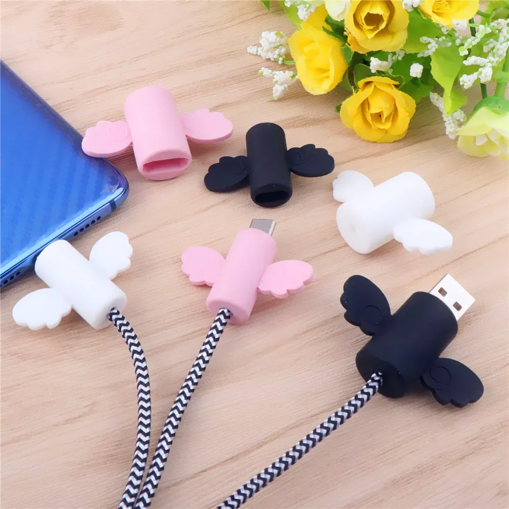 

Angel Wing Cable Protector Type C USB Charger Cord Cable Winder Organizer Holder For Micro Usb C Line Cable Bite Protector