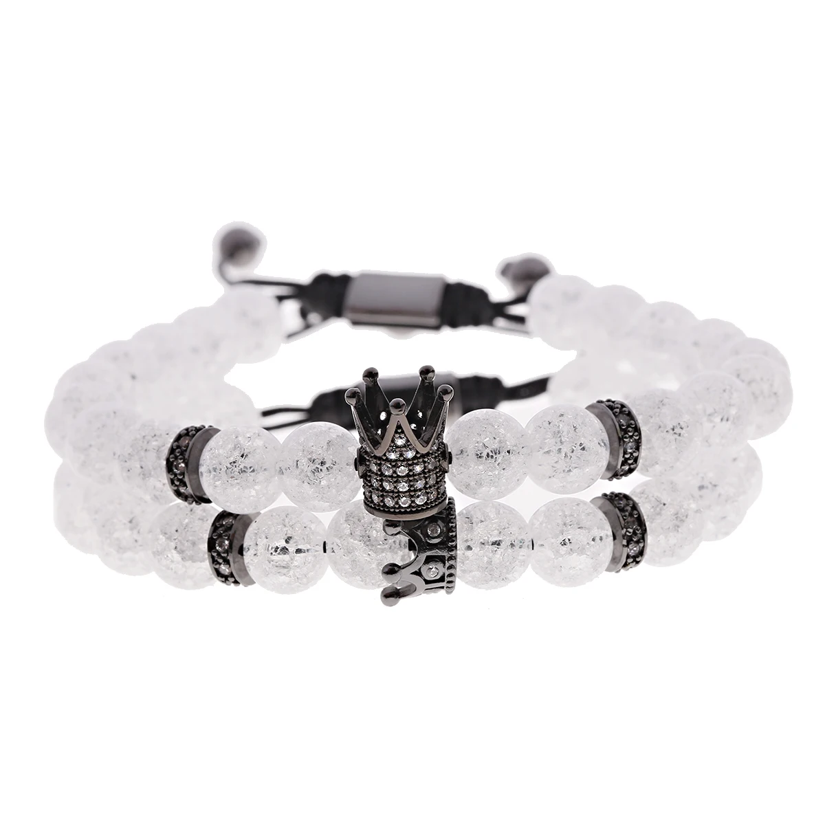 

White Snow Stone Crown Hand Braided Bracelet Women Charm Fashion Beads Bracelet Adjustable Jewelry Gift