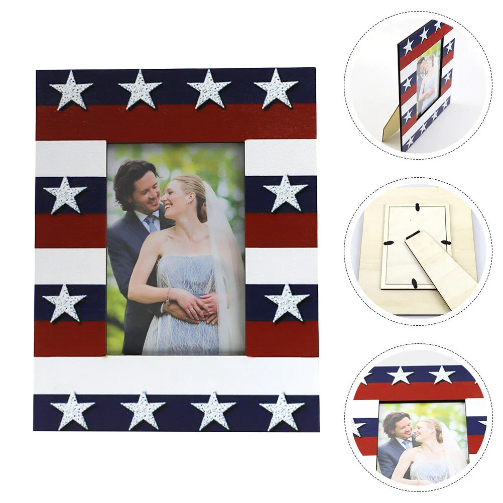 

Independence Day Photo Frames Home Decor Men Simple Picture Display Stand Wood Tabletop Desktop Man