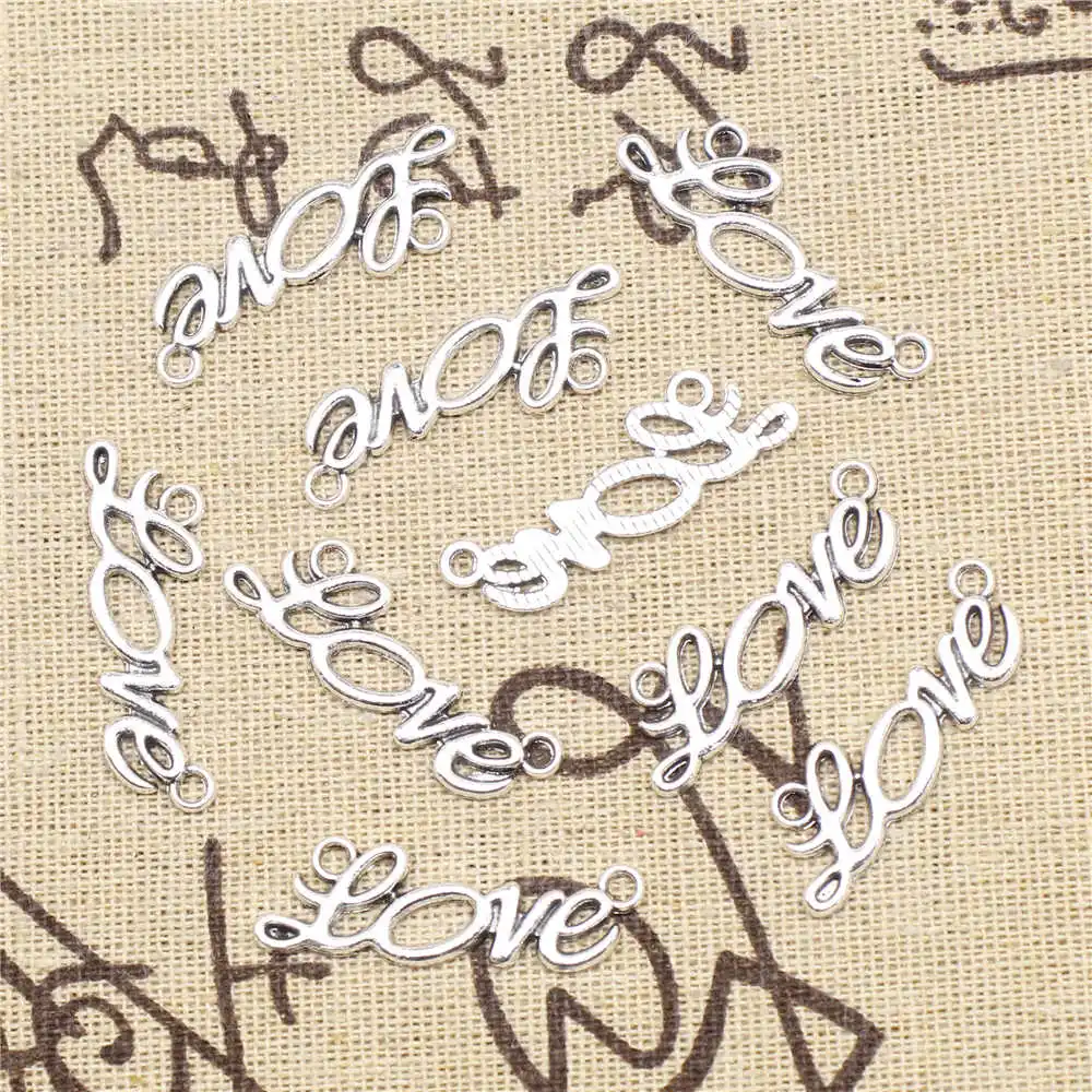 

Love Charms Pendants For Jewelry Hobbies And Crafts Materials 11X33mm Antique Silver Color 20 Pieces