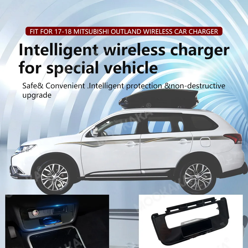 

QI Car Infrared Fast Wireless Charger For Mitsubishi Outlander 2017-2018 Fast Wireless Charging Phone Holder For Iphone/Samsung